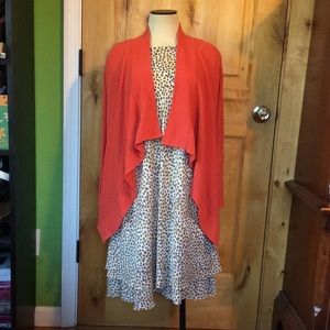 AUTUMN CASHMERE Orange Cashmere Rib Drape Cardigan $258 VGUC XS